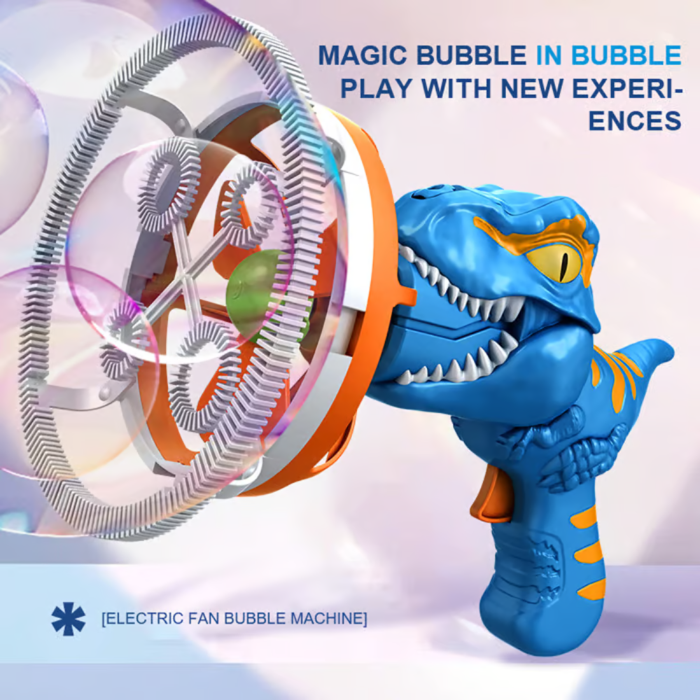 Kids Dinosaur Bubble Blaster | Portable Bubble Machine | 1000+ Bubbles/Min