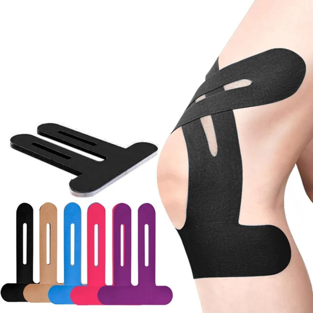 Pre-Cut Knee Support Tape | Breathable Cotton | Elastic & Water-Resistant Adhesion