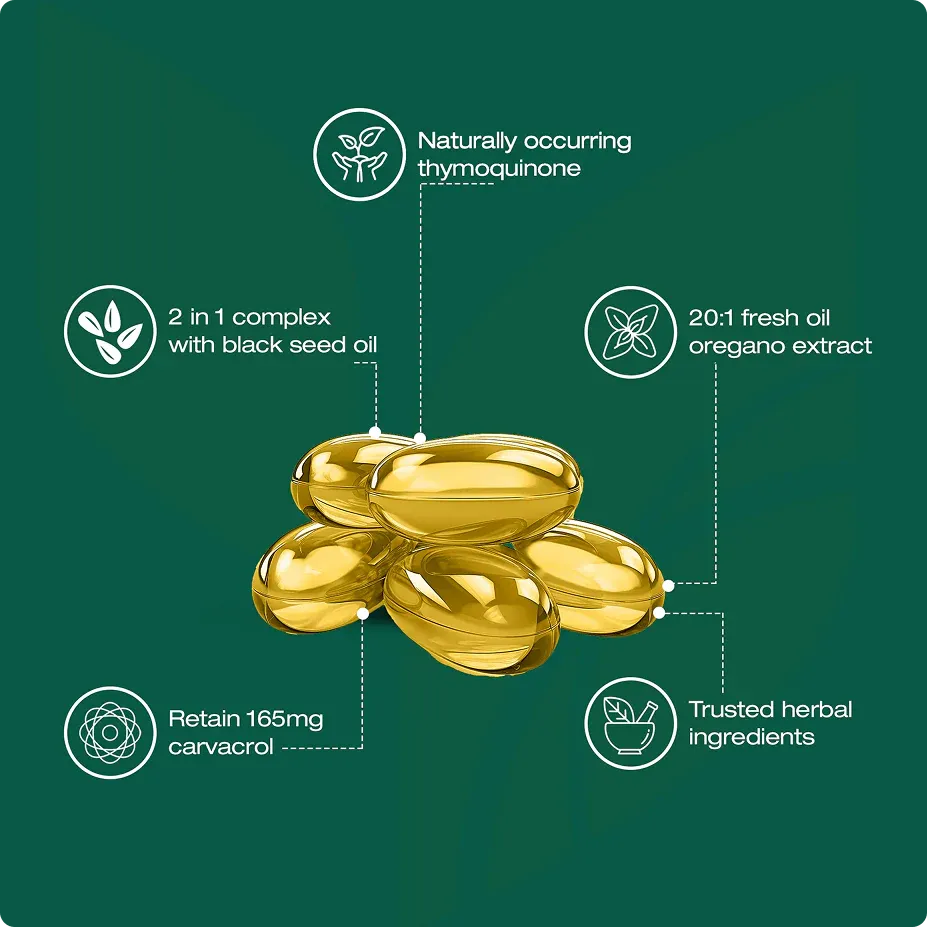 Natural Wellness Supplement | Oregano & Black Seed Oil Blend | Supports Immunity & Gut Balance