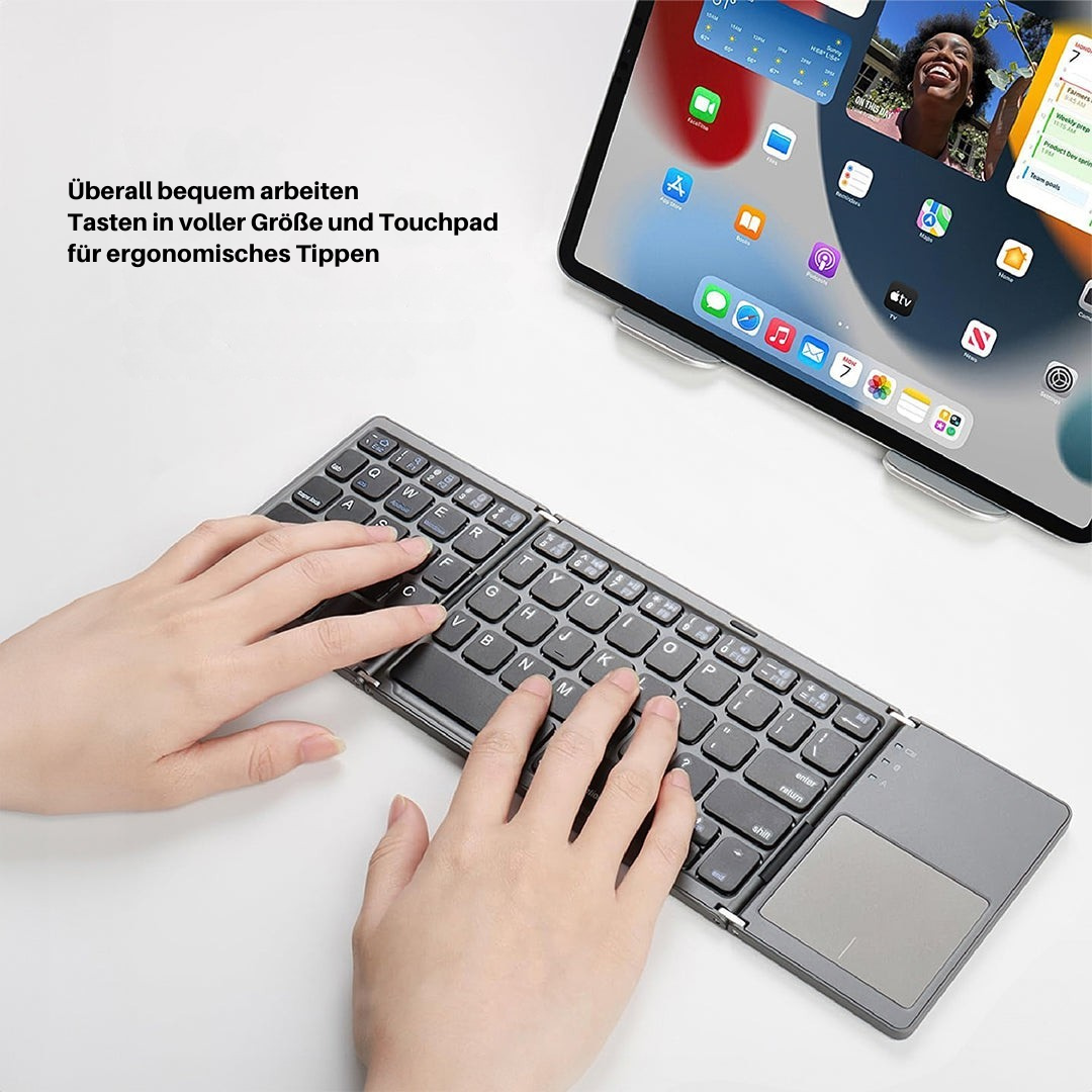 Foldable Bluetooth Keyboard with Touchpad | Portable Wireless Mini Keyboard for Windows, Mac, iOS & Android