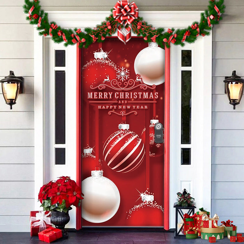 Christmas Door Cover | Fabric Front Door Decoration | Washable & Reusable | 91×203cm
