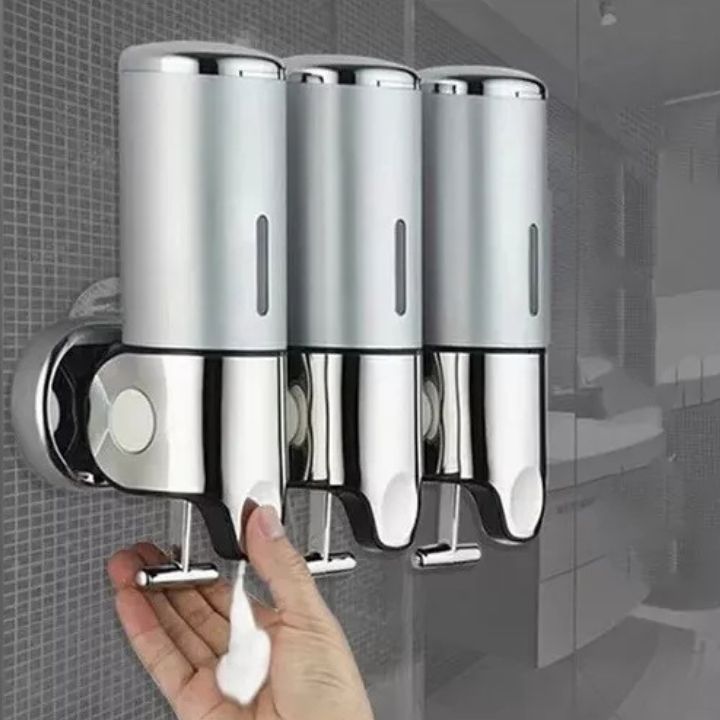 Wall Mounted Soap Dispenser | SudsStation™ Bathroom Organizer | Stainless Steel & ABS | 16.9 fl oz | Set of 1–3