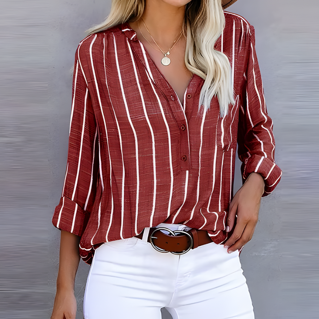 Jantien - Fashionable Striped Women's Blouse