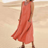 Avencea | Sleeveless Dress Made of 100% Cotton and Linen for Women