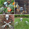 Halloween Yard Decoration | Light-Up Skull & Skeleton Arms | 8-Mode LED Outdoor Prop