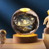 3D Solar System Crystal Ball | Laser Engraved | Educational Gift with LED Base Option