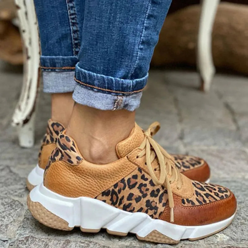 Crissa | Trendy Leopard Print Design Women's Sneakers