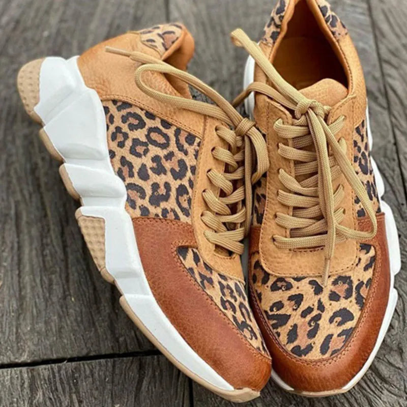 Crissa | Trendy Leopard Print Design Women's Sneakers