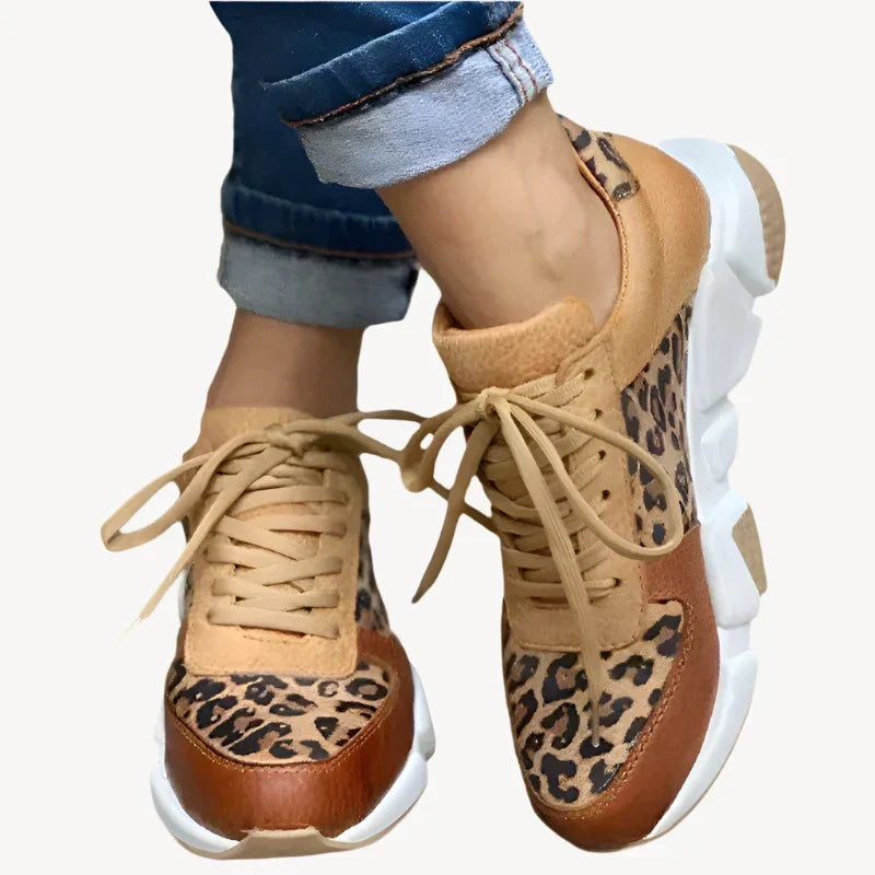 Crissa | Trendy Leopard Print Design Women's Sneakers