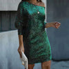 G shiny mini dress with one shoulder