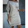 G shiny mini dress with one shoulder