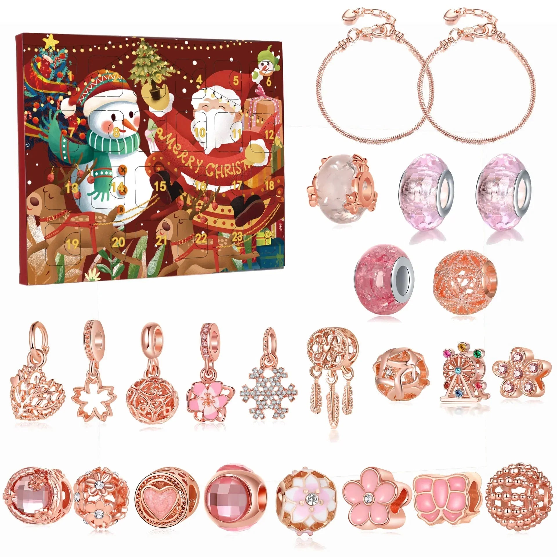 Christmas Charm Bracelet Advent Calendar | 24-Day Countdown Jewelry Set | DIY Beads & Festive Charms