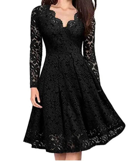 Lace dress with V-neck - Lara