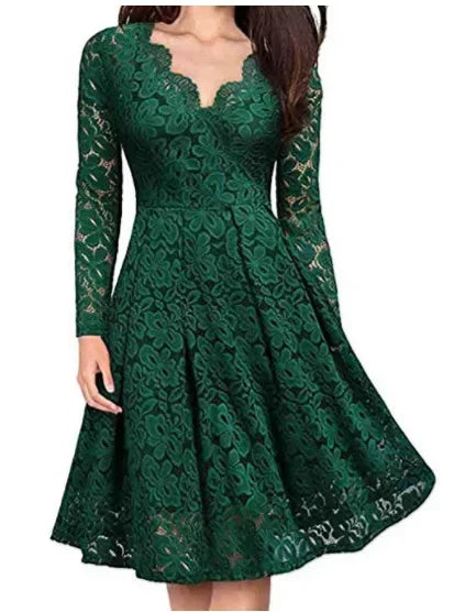 Lace dress with V-neck - Lara