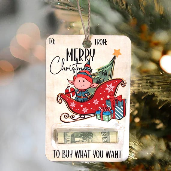 Christmas Money Holder Ornament | Wooden Hanging Decoration | Handcrafted Holiday Gift Surprise
