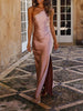 Edith - One-Shoulder Satin Maxi Dress with Slit for Women
