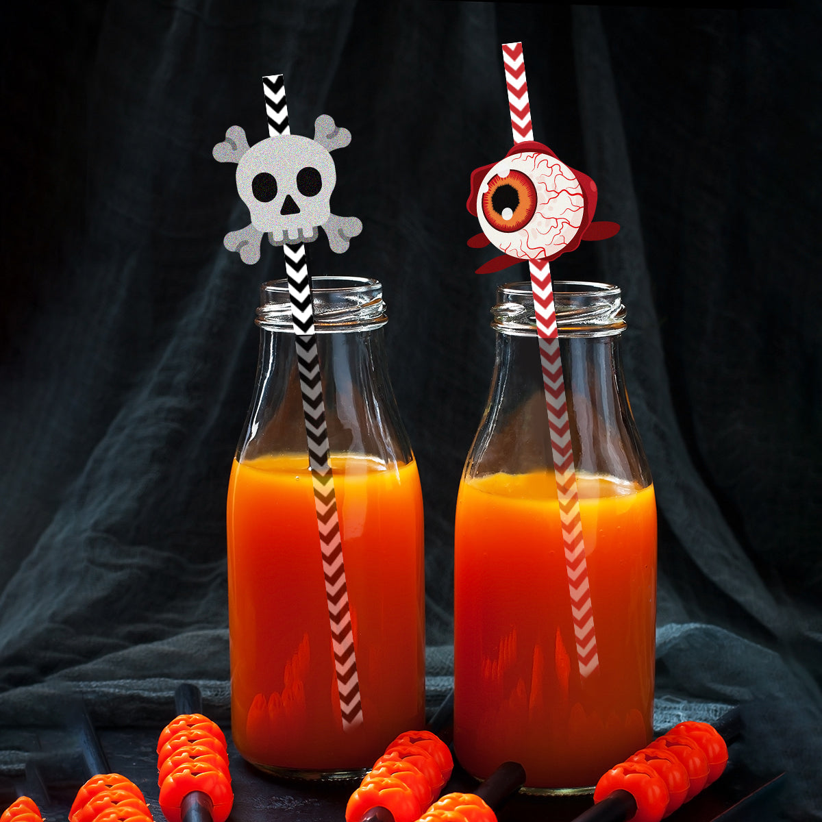 EerieStraws™ 24pc Halloween Horror Paper Straws