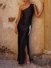 Edith - One-Shoulder Satin Maxi Dress with Slit for Women