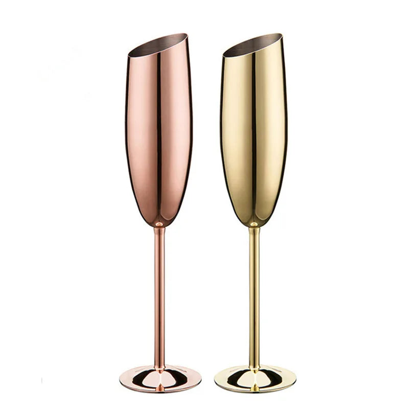 2 Pcs Stainless Steel Tall Champagne & Martini Glass Set for Cold Drinks