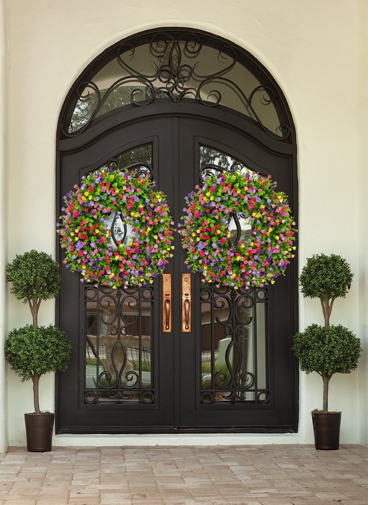BloomWreath™ Spring & Summer Front Door Wreath | Handmade Floral Grapevine Accent