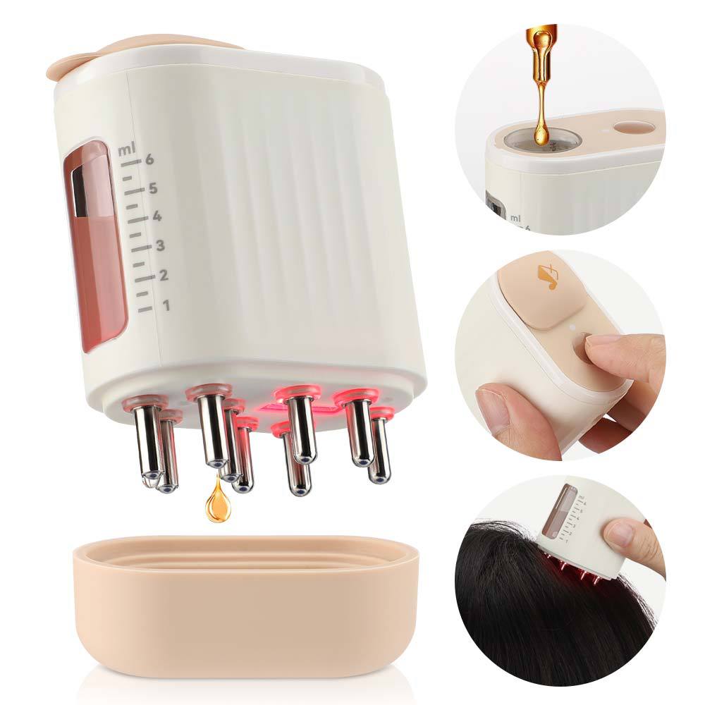 Electric Scalp Massager with Red Light Therapy | Hair Oil Applicator | Waterproof