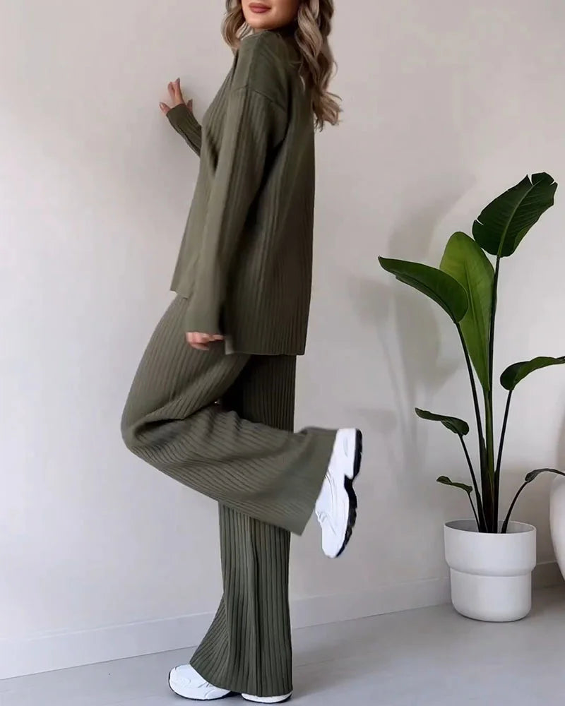 Women’s Knit Two-Piece Set | Relaxed Fit | Soft Stretch Fabric | Casual Everyday Style