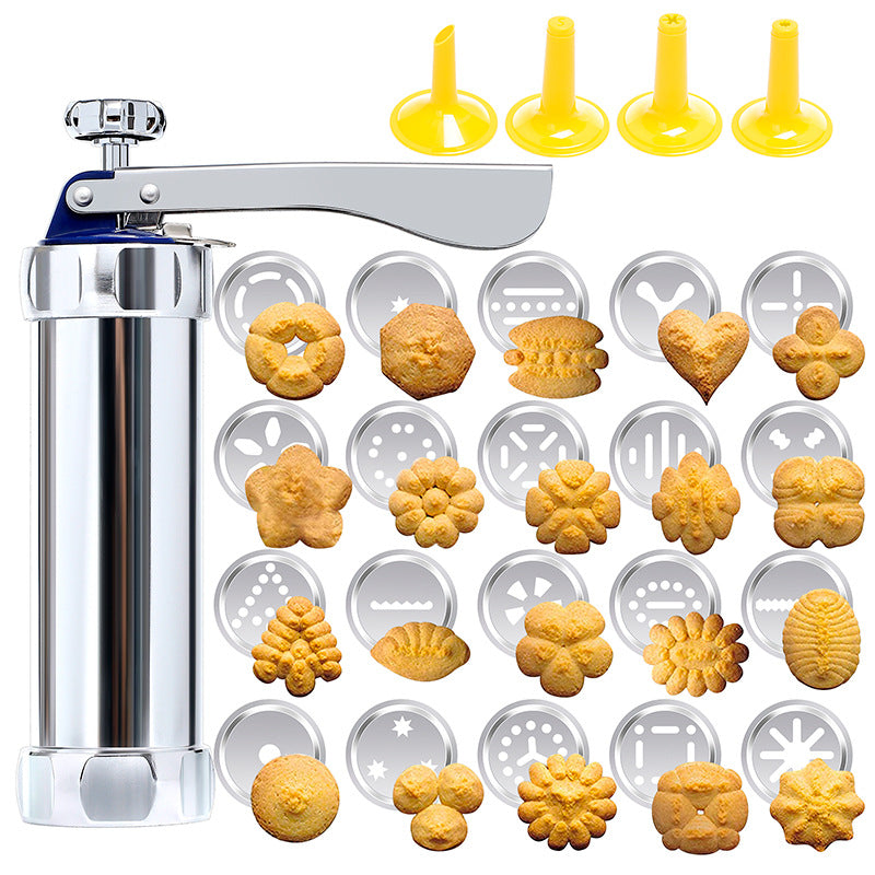 Cookie Press Kit | 20 Stainless Steel Discs & 4 Nozzles | Adjustable Size & Easy Clean | BakeJoy™