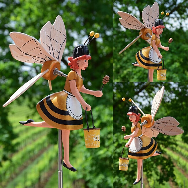 Handmade Garden Windmill | WhimsyMill™ Bird & Animal Design | Wood & Stainless Steel | Outdoor Décor