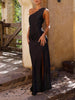 Edith - One-Shoulder Satin Maxi Dress with Slit for Women