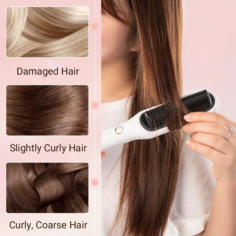 Hair Straightening Comb | Negative Ion Technology | Anti-Frizz | 45W Dual Voltage