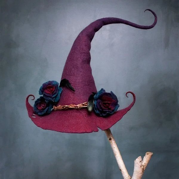 Halloween Witch Hat | Handmade Felt Costume Accessory | Adjustable Size for Adults