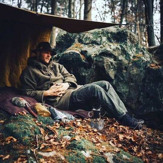 Men’s Wool Outdoor Jacket | Storm-Ready Insulated Anorak with Hood & Kangaroo Pocket