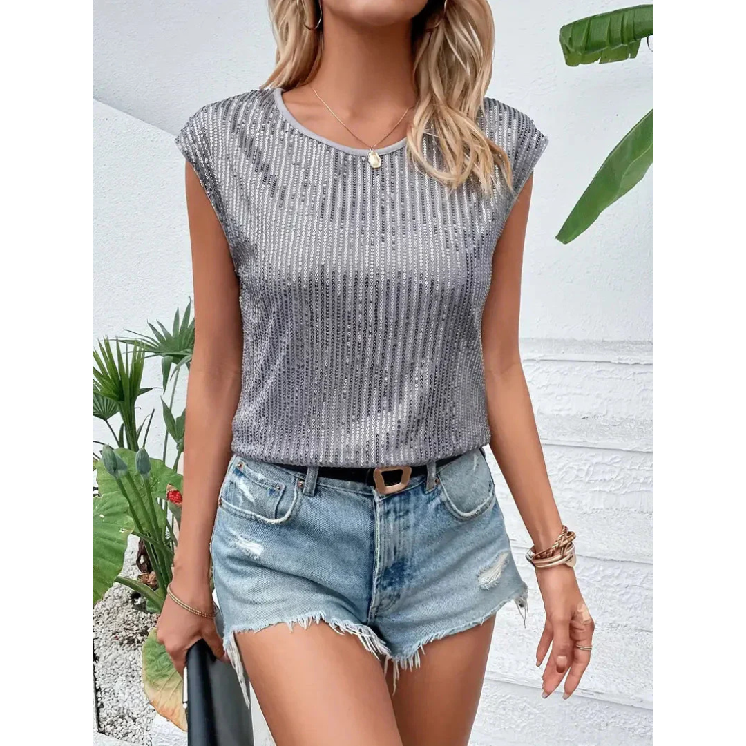 Sparkella™ – Short-Sleeved Sequin Top for Women
