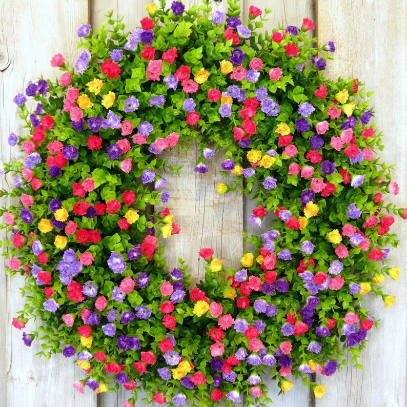 BloomWreath™ Spring & Summer Front Door Wreath | Handmade Floral Grapevine Accent