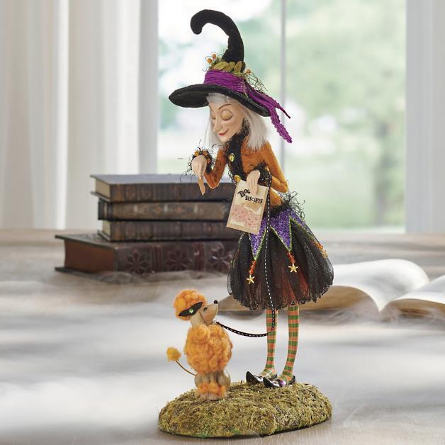 Halloween Witch Figurine | Handcrafted Resin with Realistic Hair | Collectible Tabletop Decoration | 18 in