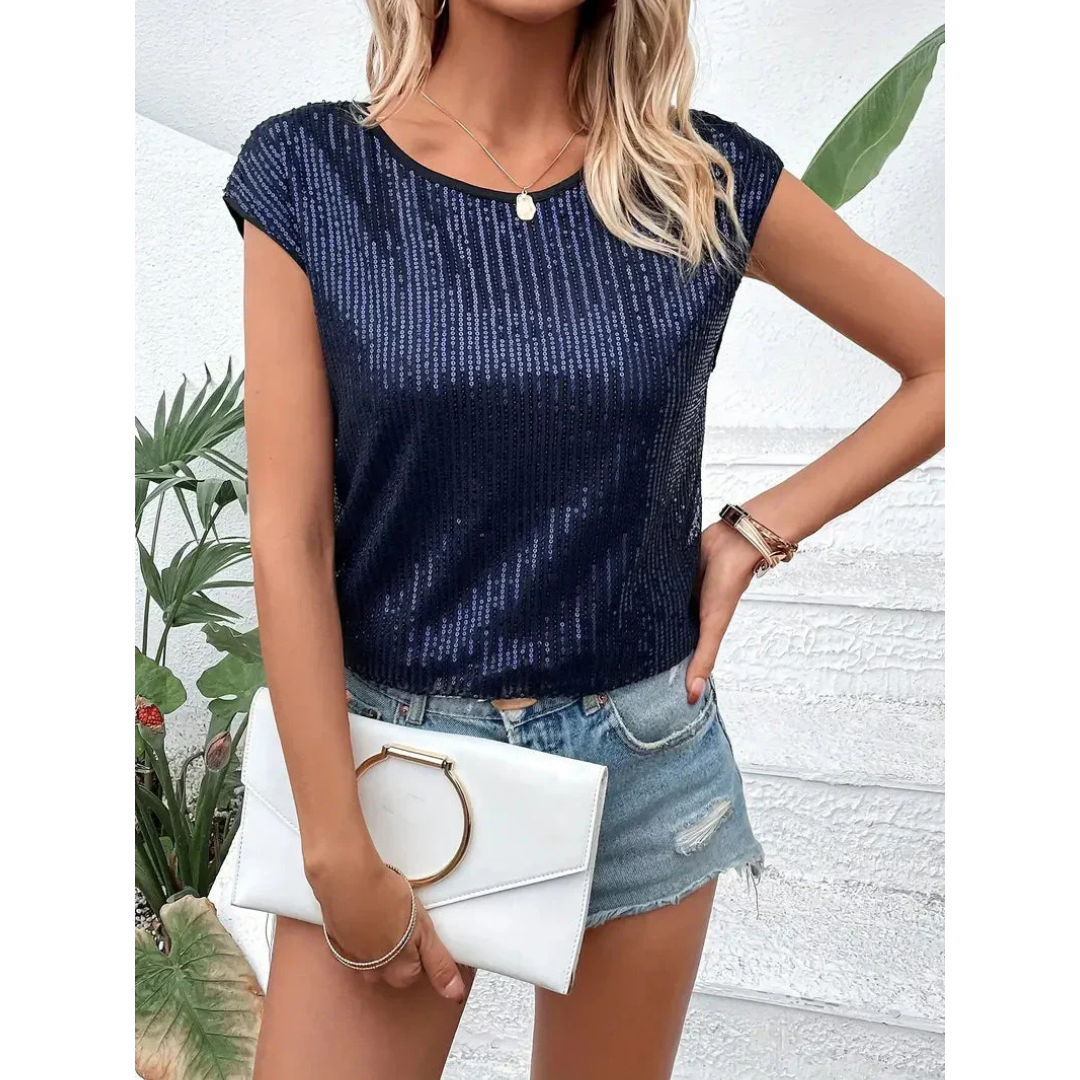 Sparkella™ – Short-Sleeved Sequin Top for Women