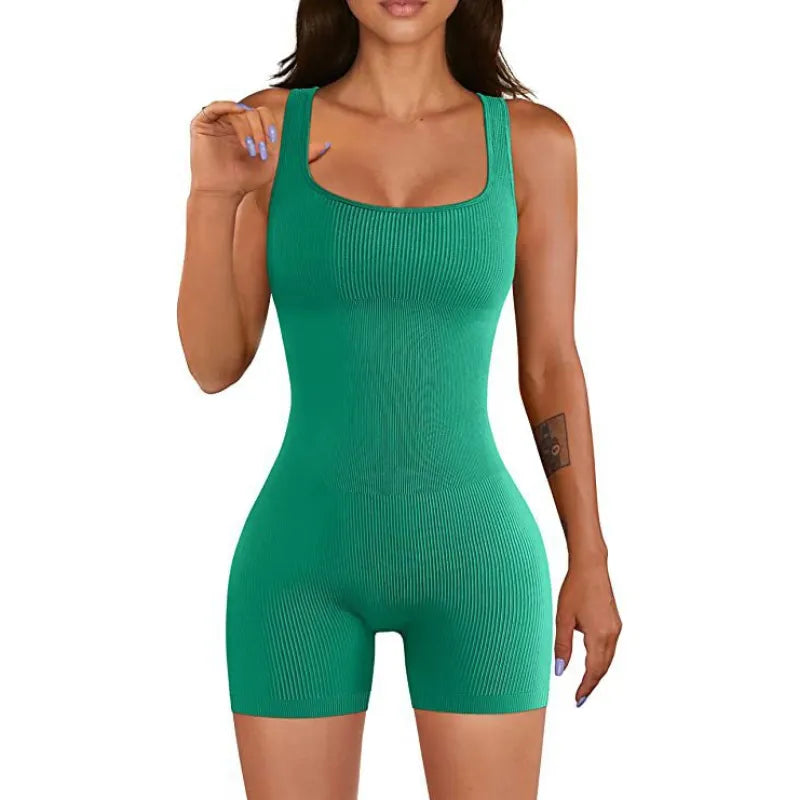 Women’s Romper Jumpsuit | Sleeveless Square Neck | Curve-Enhancing Fit