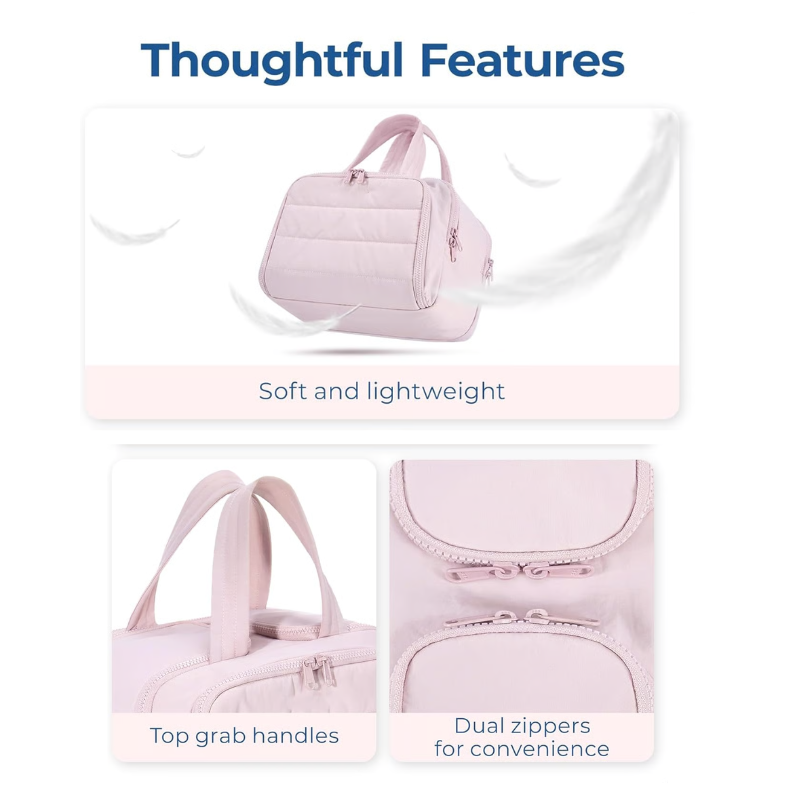 Women’s Travel Toiletry Bag | Waterproof Lining | 4 Compartments | Upright Full-Open Design | 11 × 6.3 × 9.4 in