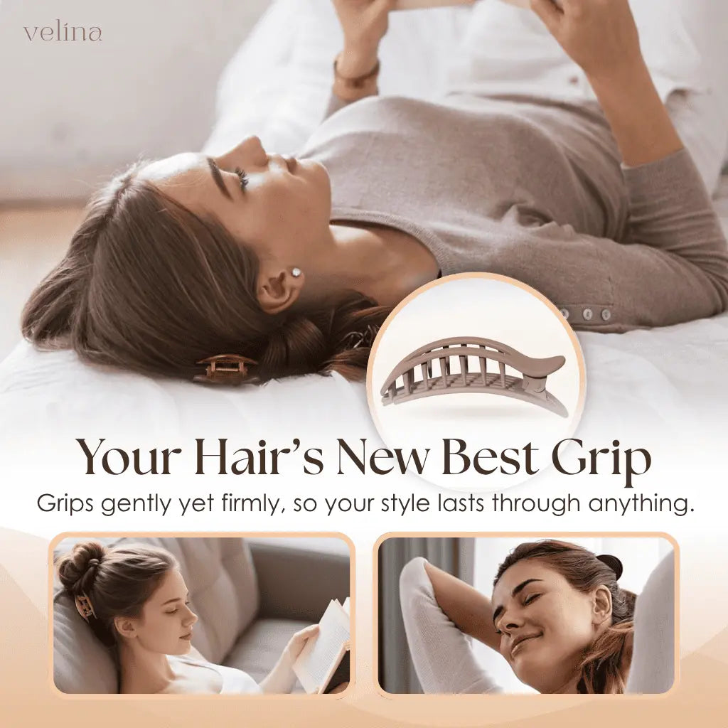 Flat Hair Claw Clip | No-Pinch Comfort Design | Strong Hold for Thick & Fine Hair