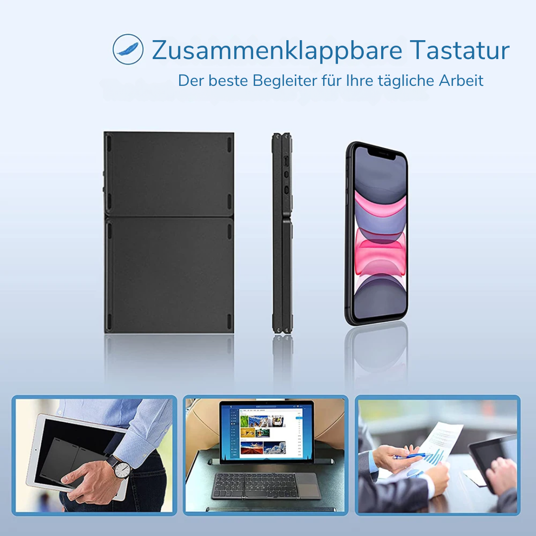 Foldable Bluetooth Keyboard with Touchpad | Portable Wireless Mini Keyboard for Windows, Mac, iOS & Android