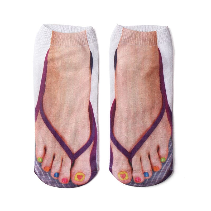 Women’s Crew Socks | Manicure Nail Art Print | Breathable Cotton Blend | Fashion Statement Daily Wear