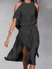 Madonna | Elegant dress with trendy shoulder cutouts.