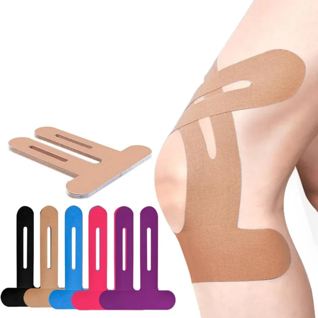 Pre-Cut Knee Support Tape | Breathable Cotton | Elastic & Water-Resistant Adhesion