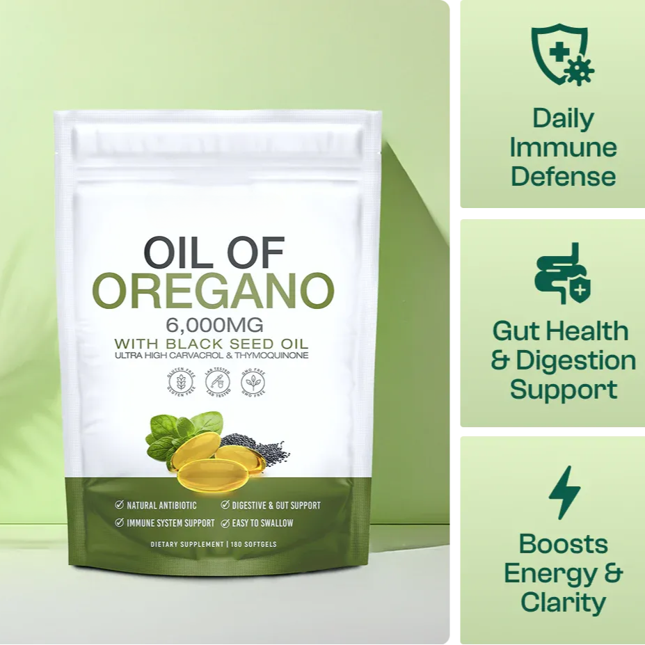 Natural Wellness Supplement | Oregano & Black Seed Oil Blend | Supports Immunity & Gut Balance