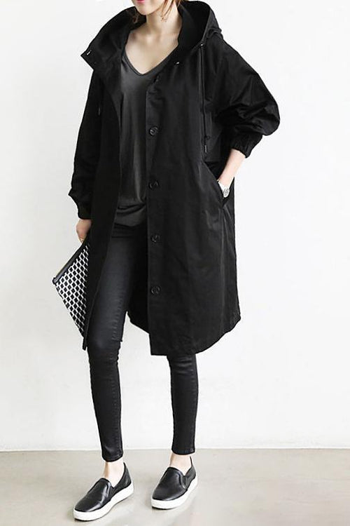 Waterproof women's trench coat with hood