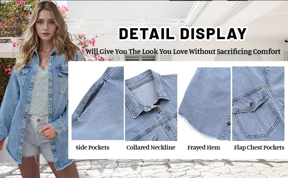 Women’s Denim Jacket | Raw Edge Ripped | Street Style | Everyday Trendy Look