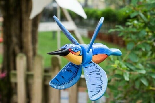 Handmade Garden Windmill | WhimsyMill™ Bird & Animal Design | Wood & Stainless Steel | Outdoor Décor