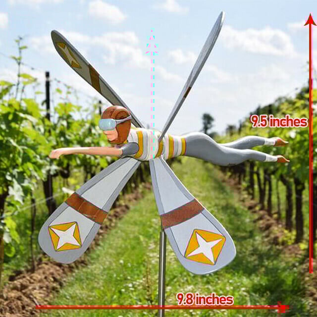 Handmade Garden Windmill | WhimsyMill™ Bird & Animal Design | Wood & Stainless Steel | Outdoor Décor