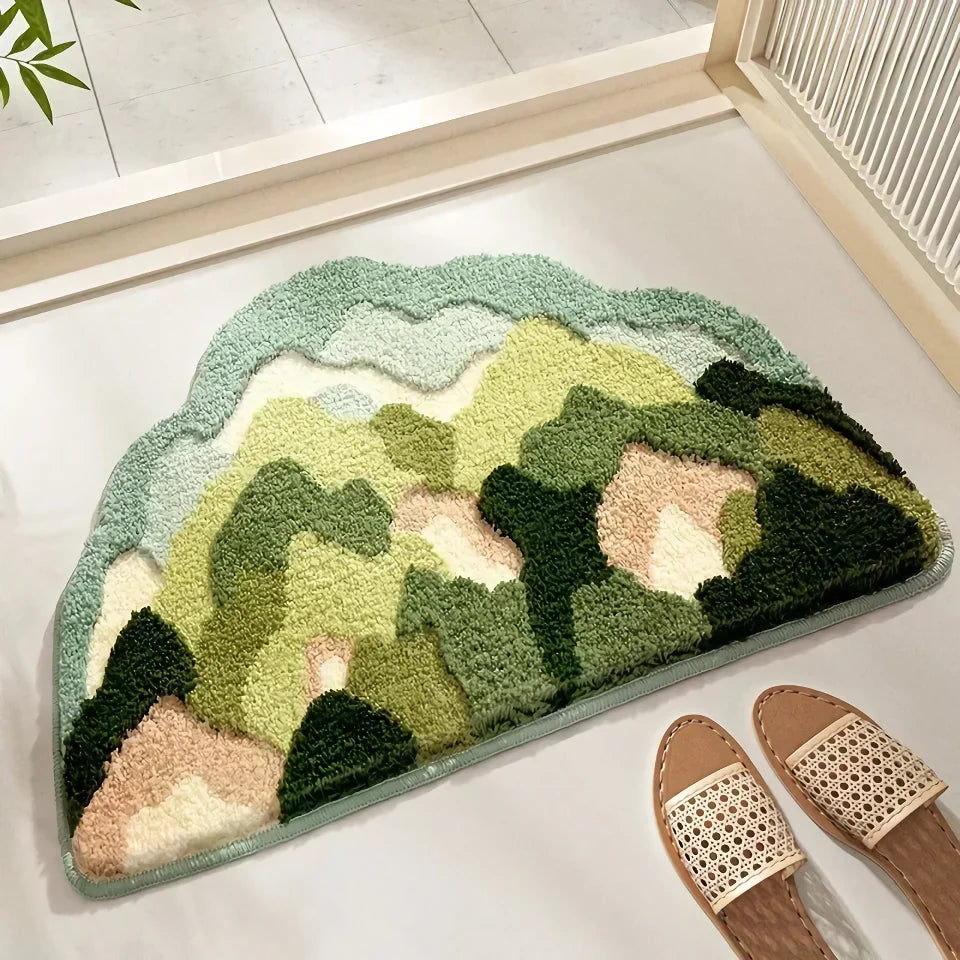 Modern Irregular Mountain Forest Flocked Carpet