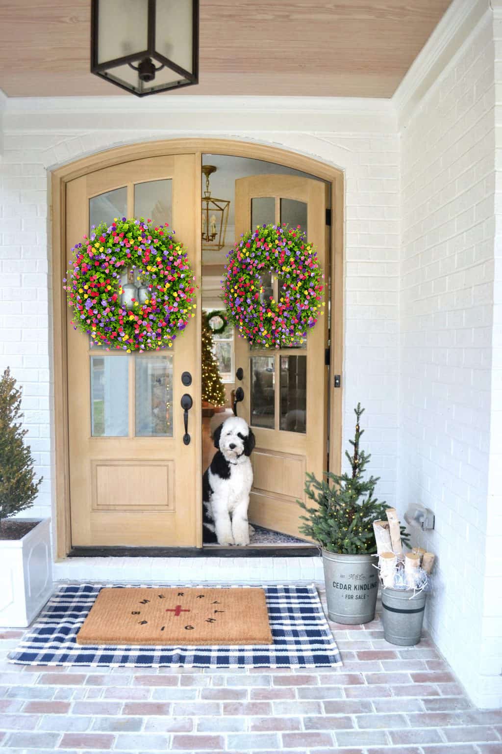 BloomWreath™ Spring & Summer Front Door Wreath | Handmade Floral Grapevine Accent